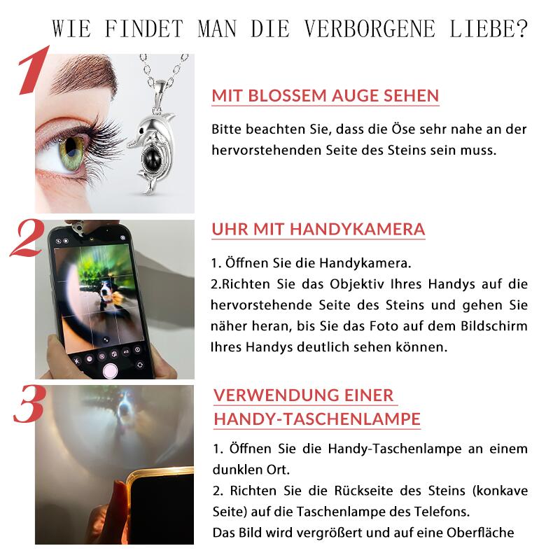 Jeulia "Fall in Love" Teddybär personalisierte Foto Projektion Sterling Silber Halskette