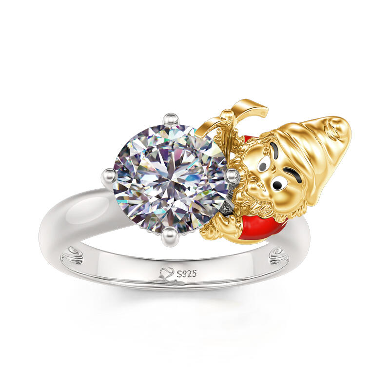 Jeulia Hug Me "Lovable Dwarf" Round Cut Sterling Silver Ring