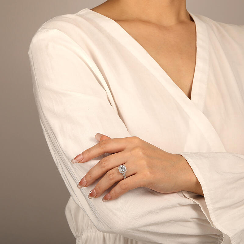 "Give Yourself To Me" Round Cut Halo Engagement Ring