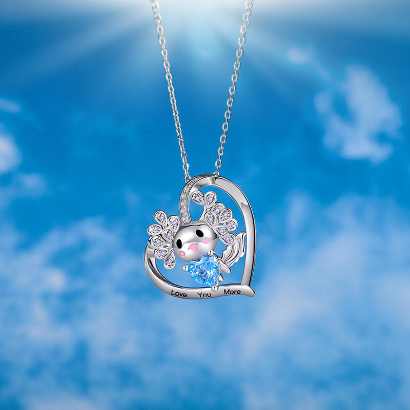 Jeulia Hug Me Axolotl Custom Birthstone Necklace