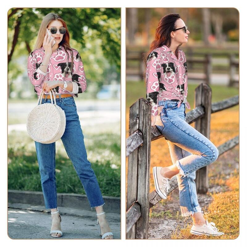 Gepersonaliseerde pyjama met foto van huisdieren Roze hartjes en pootafdrukken Leuk cadeau voor dierenliefhebbers