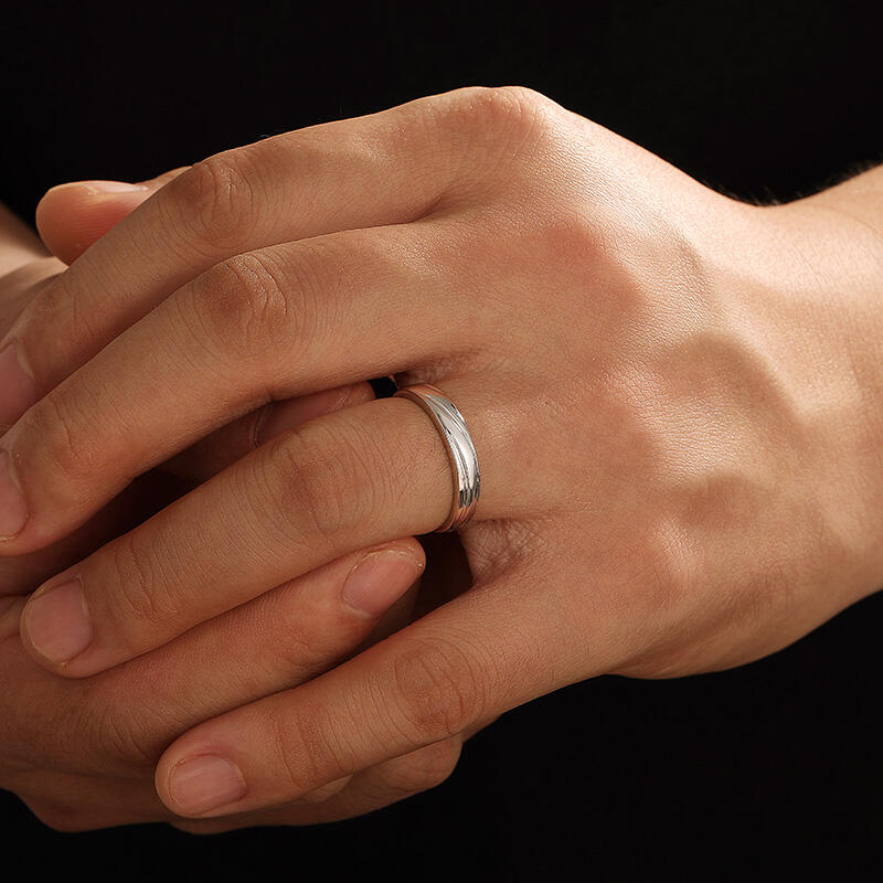 Jeulia Anillo de Boda para Hombre con Diseño de Onda Trenzada Clásico