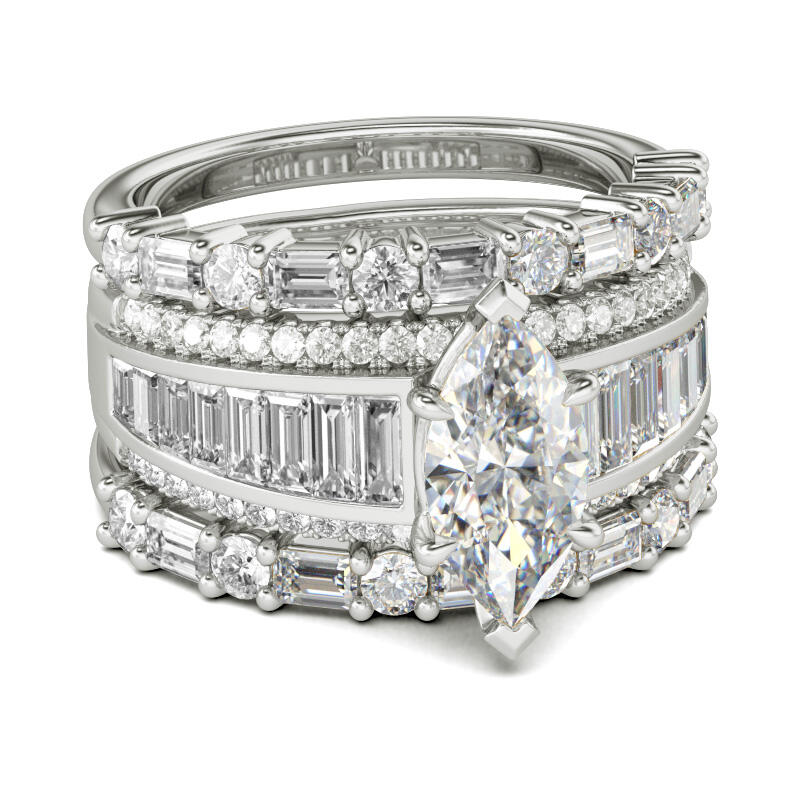 Jeulia Vintage Marquise Cut Sterling Silver Ring Set