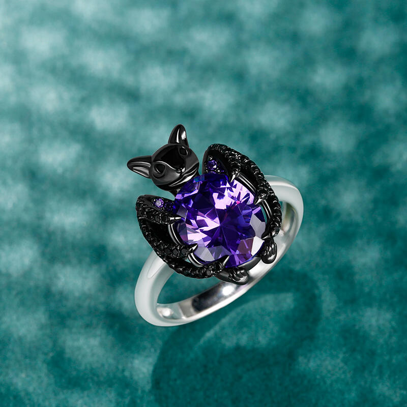 Jeulia オーバルカット コウモリ 蝙蝠デザイン シルバー リング