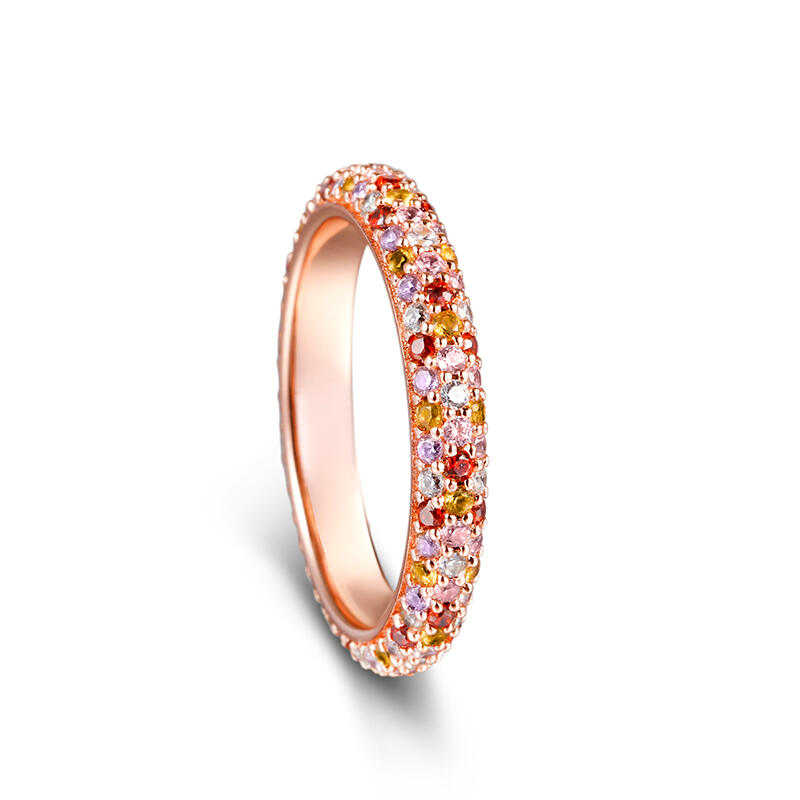 Jeulia "Brinnande Färg" Flerfärgad Rundt Skuret Sterling Silver Kvinnor Band