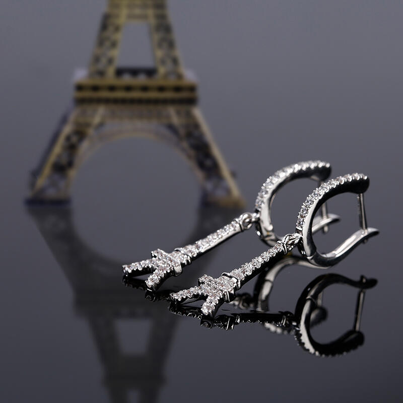 Jeulia Eiffel Tower Sterling Silver Drop Earrings