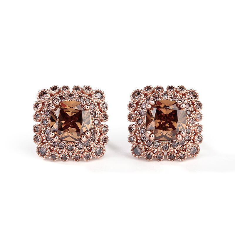 Jeulia Pendientes de plata esterlina con corte de cojín de halo de milgrain