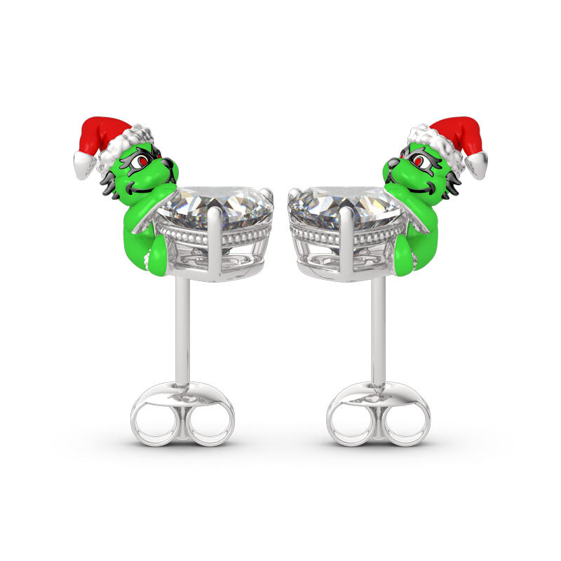 Jeulia Hug Me "Welcome Christmas" Heart Cut Sterling Silver Earrings
