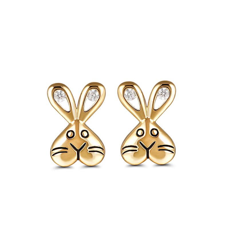 Jeulia "Adorable Bunny" Sterling Silver Children's Earrings