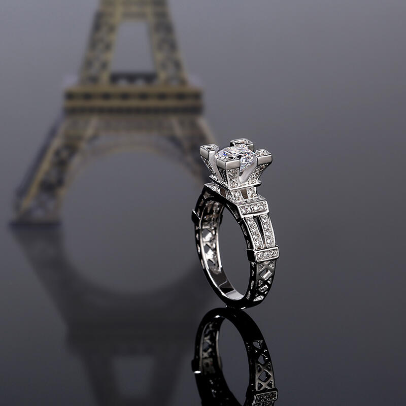 Jeulia Bague Tour Effeil en Argent Sterling Coupe Ronde
