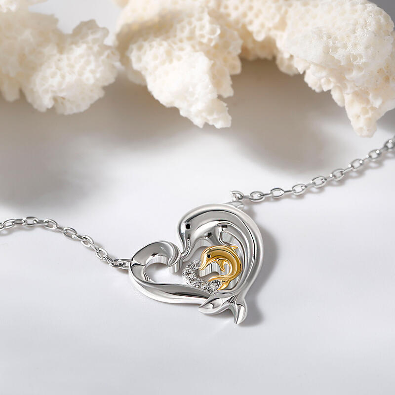 Jeulia "Joyful Dance" Mom & Baby Dolphin Sterling Silver Jewelry Set