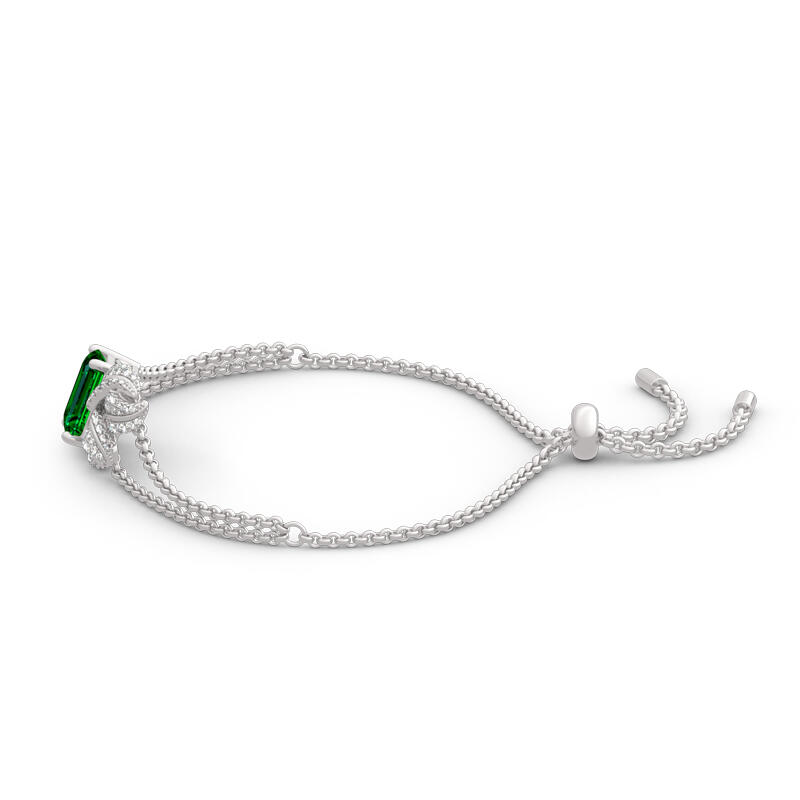 Jeulia Leaf Design Emerald Cut Sterling Silver Bracelet