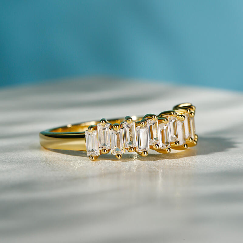 Jeulia Bague 10K/14K/18K Or Platine Moissanite  Coupe Émeraude