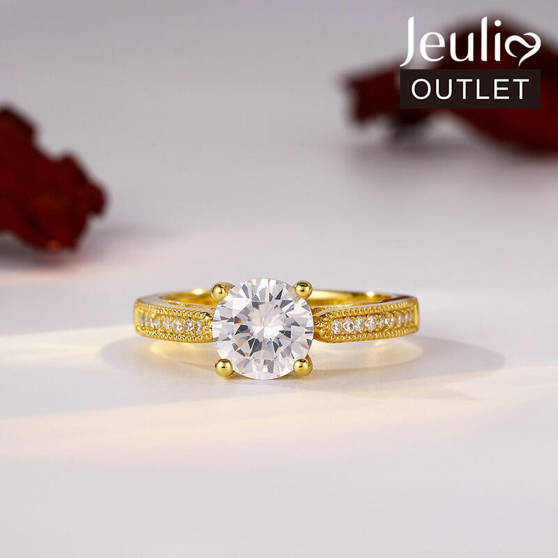 Jeulia Classic Round Cut Sterling Silver Ring