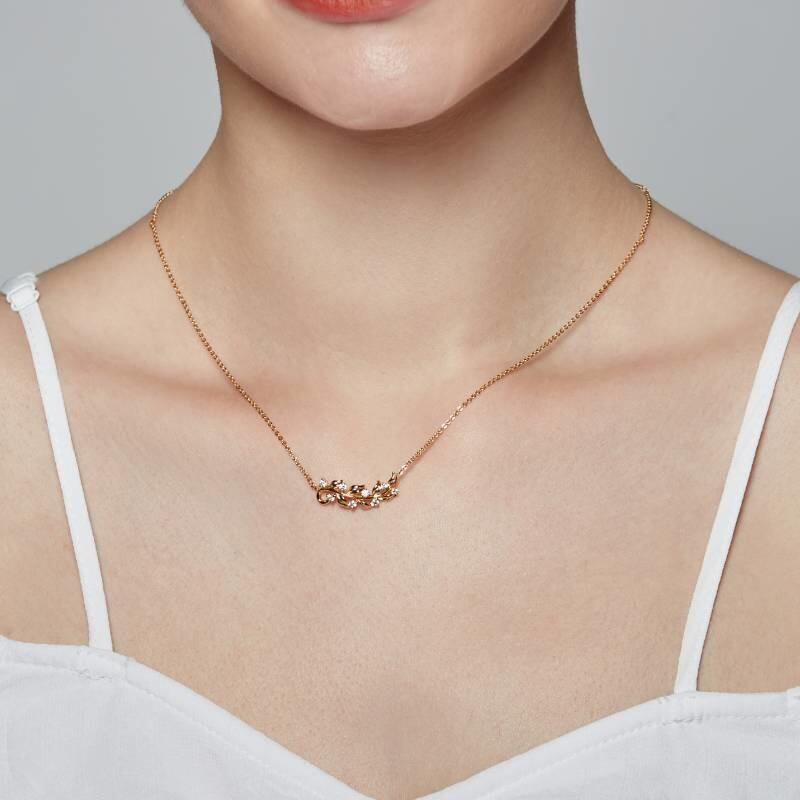 "The Branch Bud Of Love" Round Cut Necklace