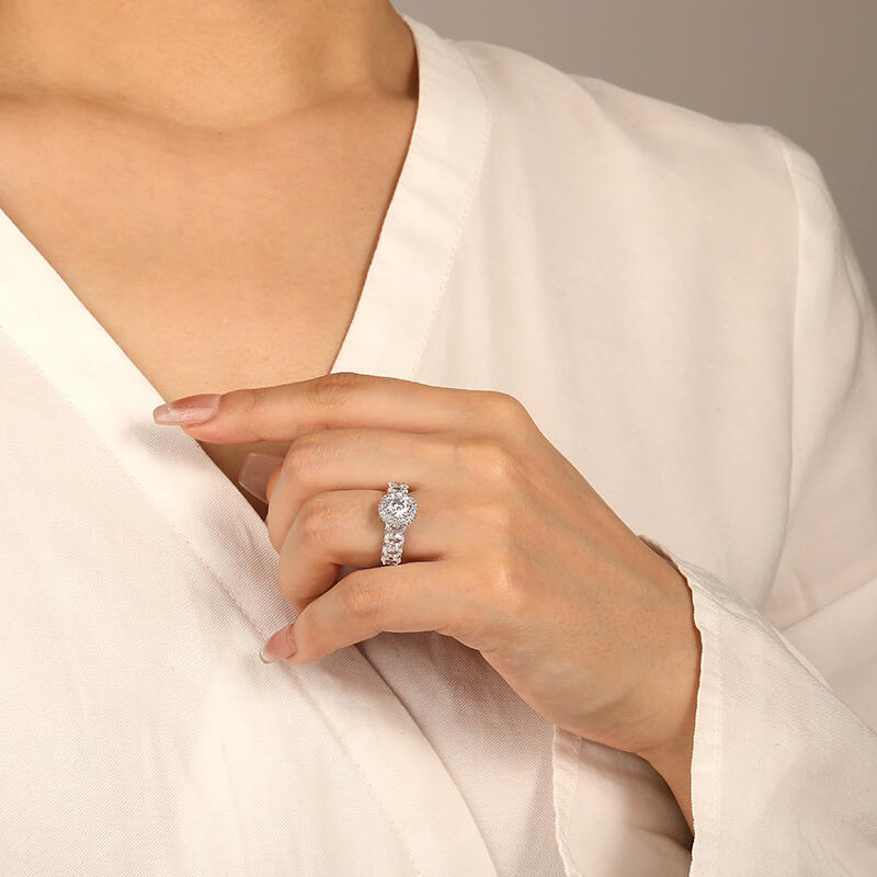 "I've Got A Crush On You" Round Cut Halo Engagement Ring