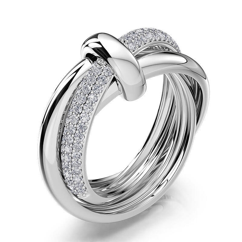 Jeulia Triple Link Knot Sterling Silver Ring