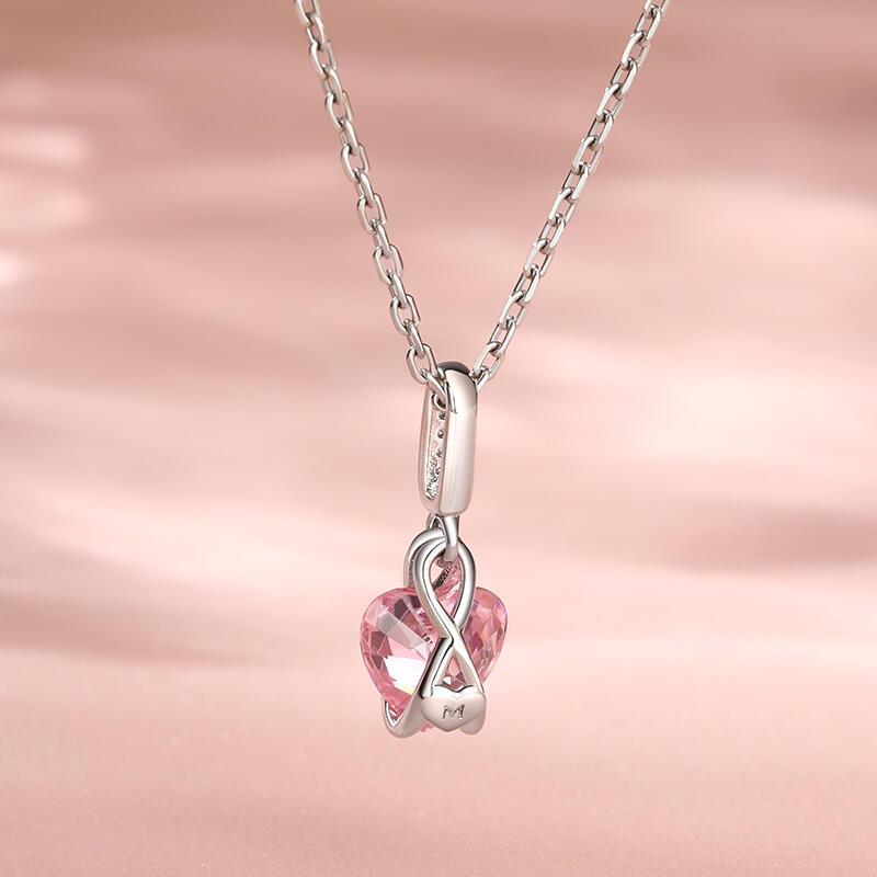 Jeulia "Eternal Love" Heart Cut Sterling Silver Necklace with Birthstones