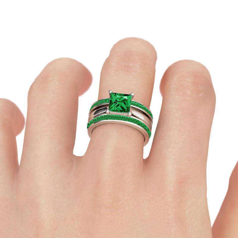 Jeulia Conjunto De Anillos De Plata Esterlina De Corte Princesa