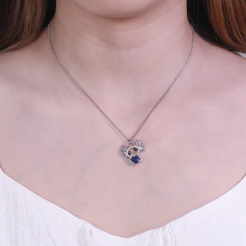 Jeulia Hug Me Collar de Piedra Natal de Axolotl Mexicano Hug Me en Plata Esterlina