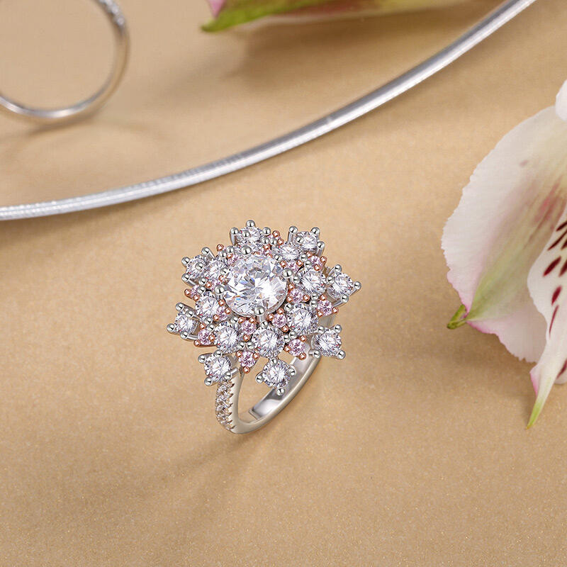 Jeulia Irregular Halo Blush Fireworks Cluster Ring