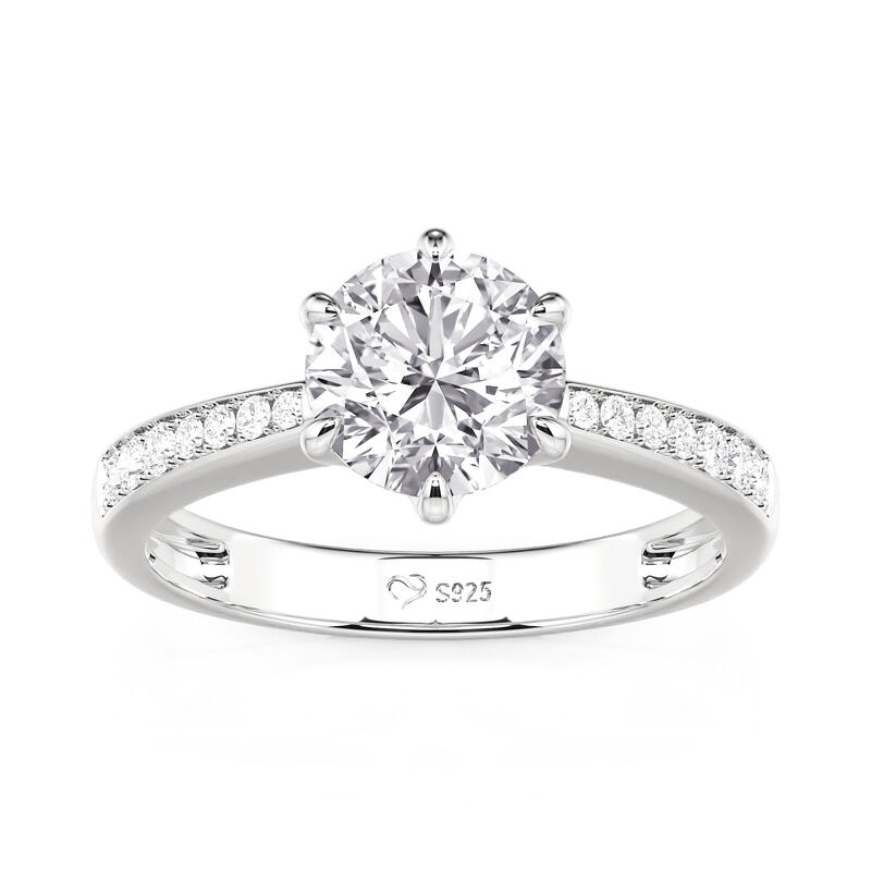 Jeulia Classic Round Cut Sterling Silver Ring