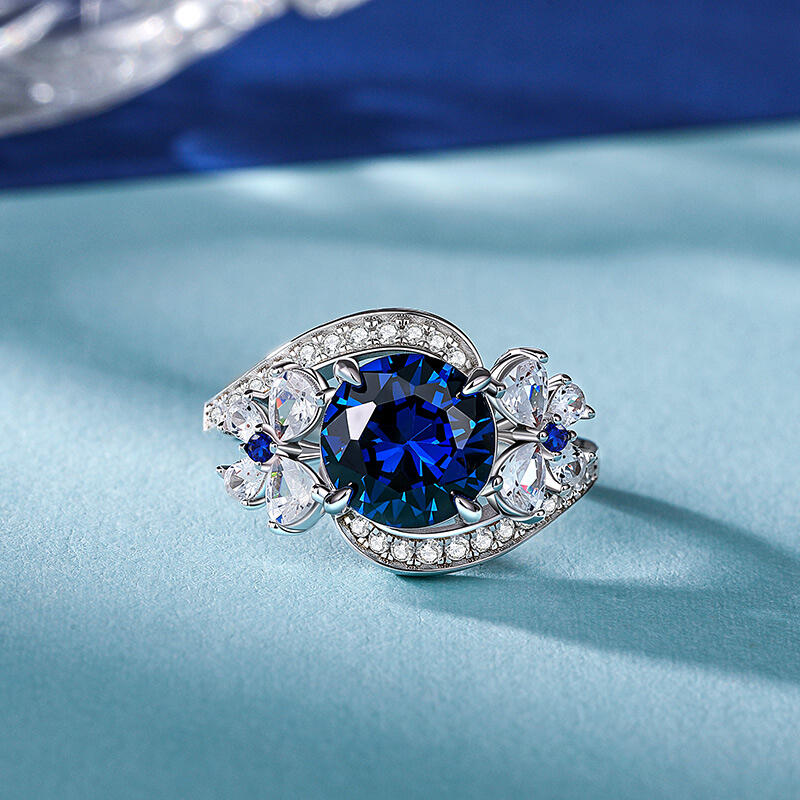 Jeulia Butterfly Inspired Ribbon Symmetric Ring Sterling Silver