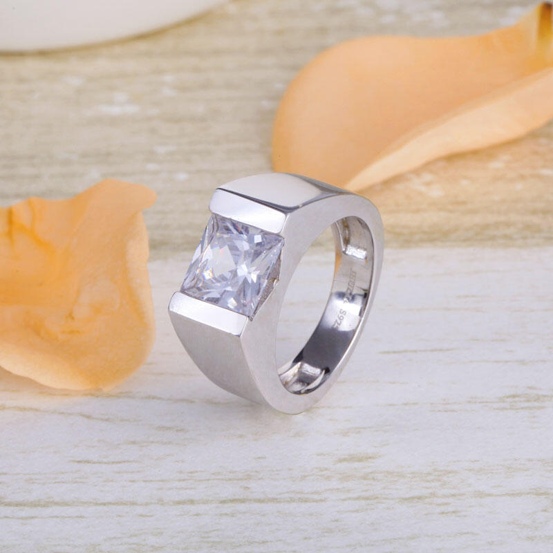 Jeulia Bold Princess Cut Sterling Silver Ring