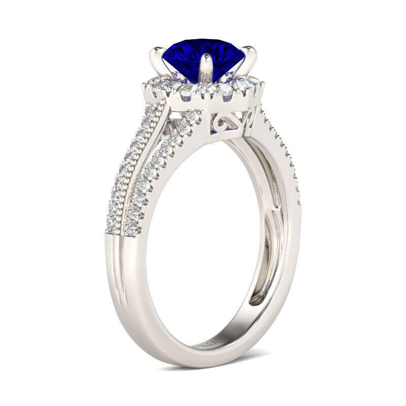 Jeulia Halo Round Cut Sterling Silver Ring