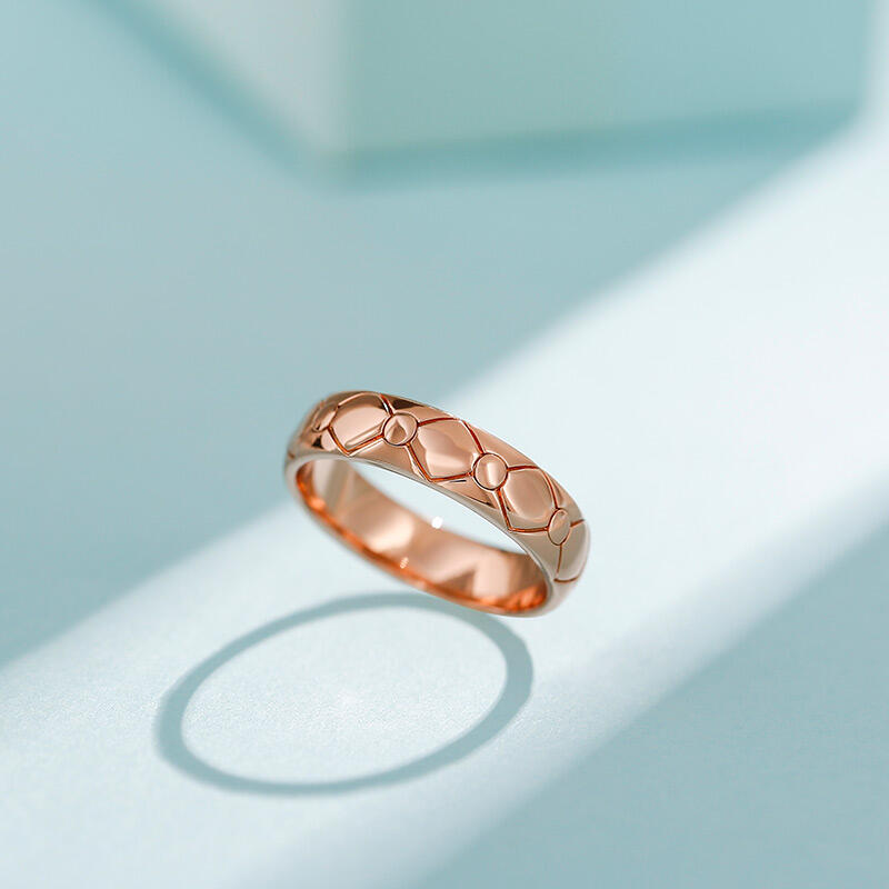 Jeulia "Eternal Love" Rose Gold Tone Sterling Silver Men's Band