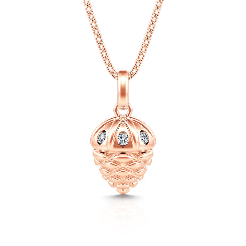 Jeulia "Lucky Acorn" Rose Gold Tone Sterling Silver Necklace