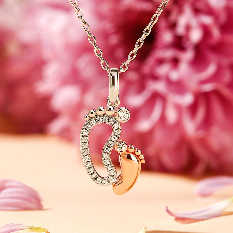 Jeulia Collana Con Pendente Piedi Mamma & Bimbo In Argento Sterling