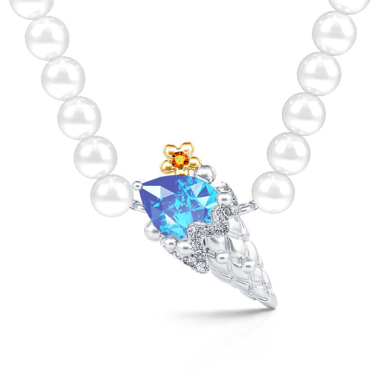 Jeulia "Take a Bite" Cultured Pearl Sterling Silver Necklace