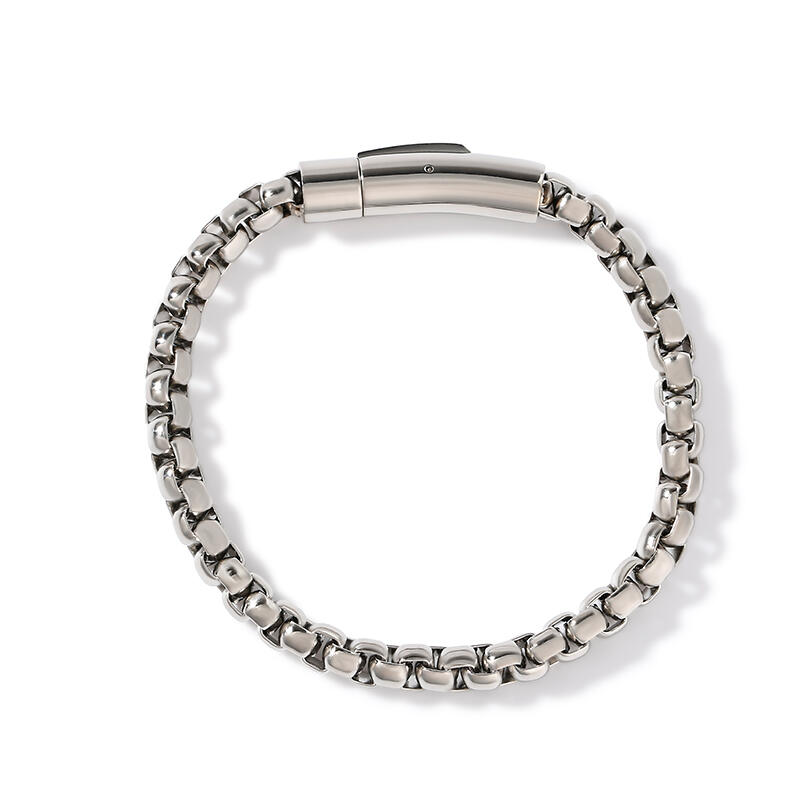 Jeulia Pulsera de hombre de acero inoxidable con cadena de perlas
