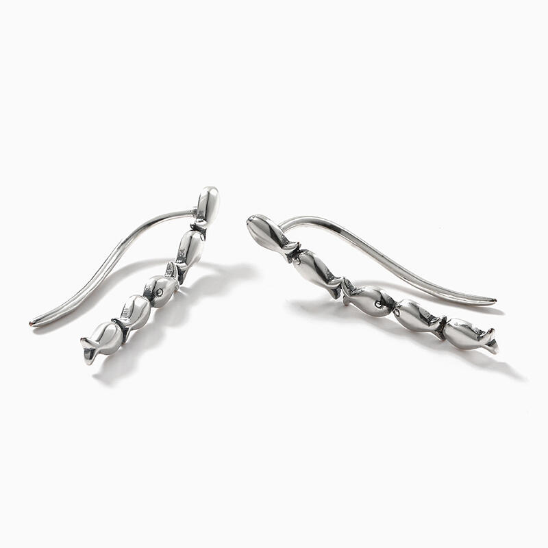 Jeulia "Kiss Fish" Sterling Silver Climber Earrings