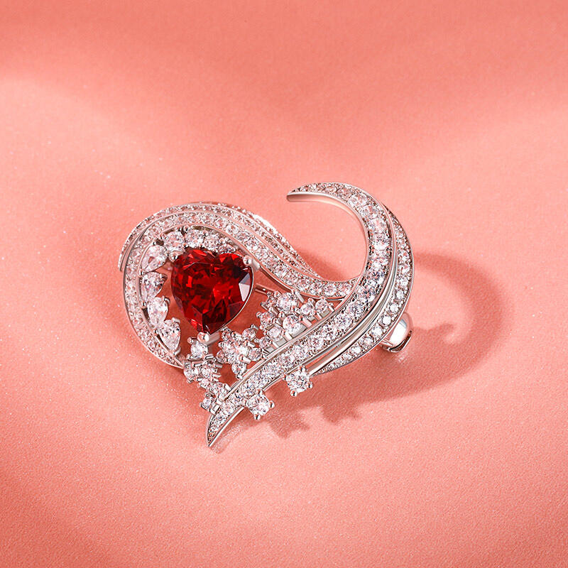 Jeulia ロゴ ハート デザイン シルバー ブローチ