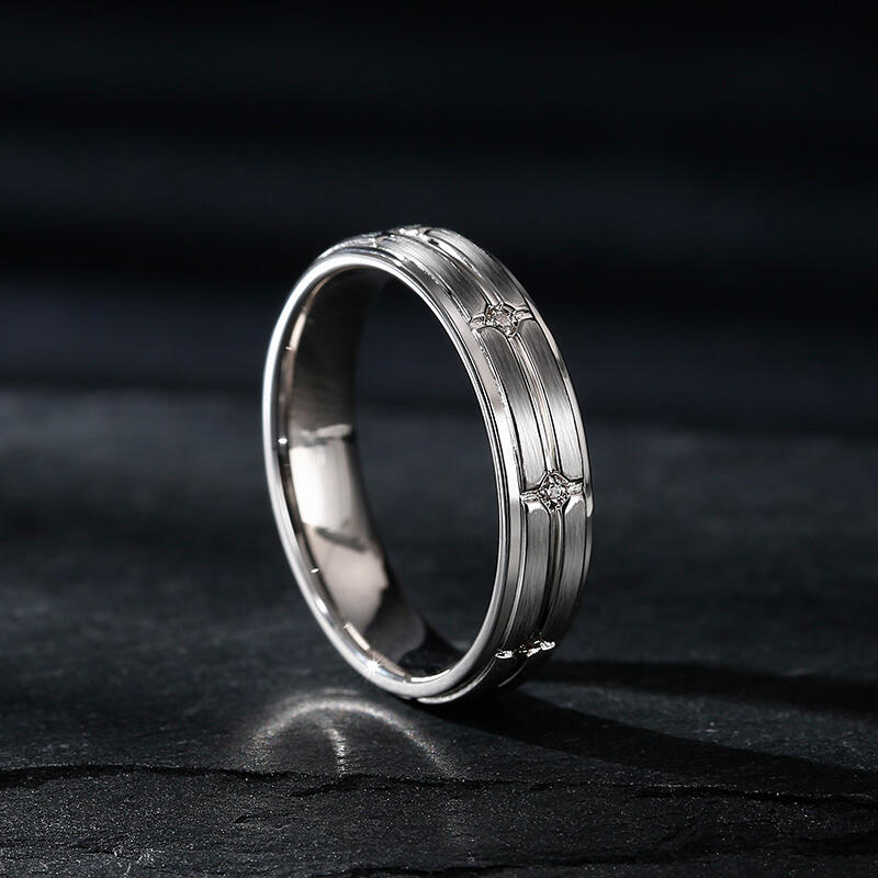 Jeulia Bague pour hommes 10K/14K/18K Or Platine Moissanite Alliance Coupe Ronde