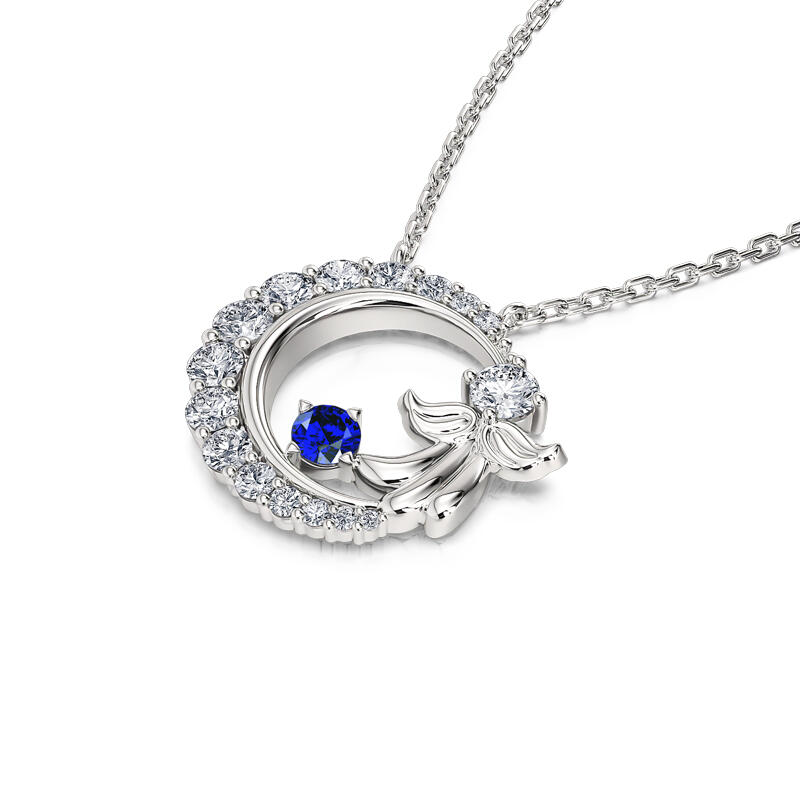 Jeulia "Serene Angel" Crescent Moon Sterling Silver Necklace