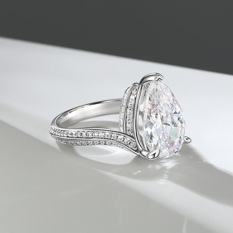 Jeulia "Intertwining" Pear Cut Sterling Silver Ring