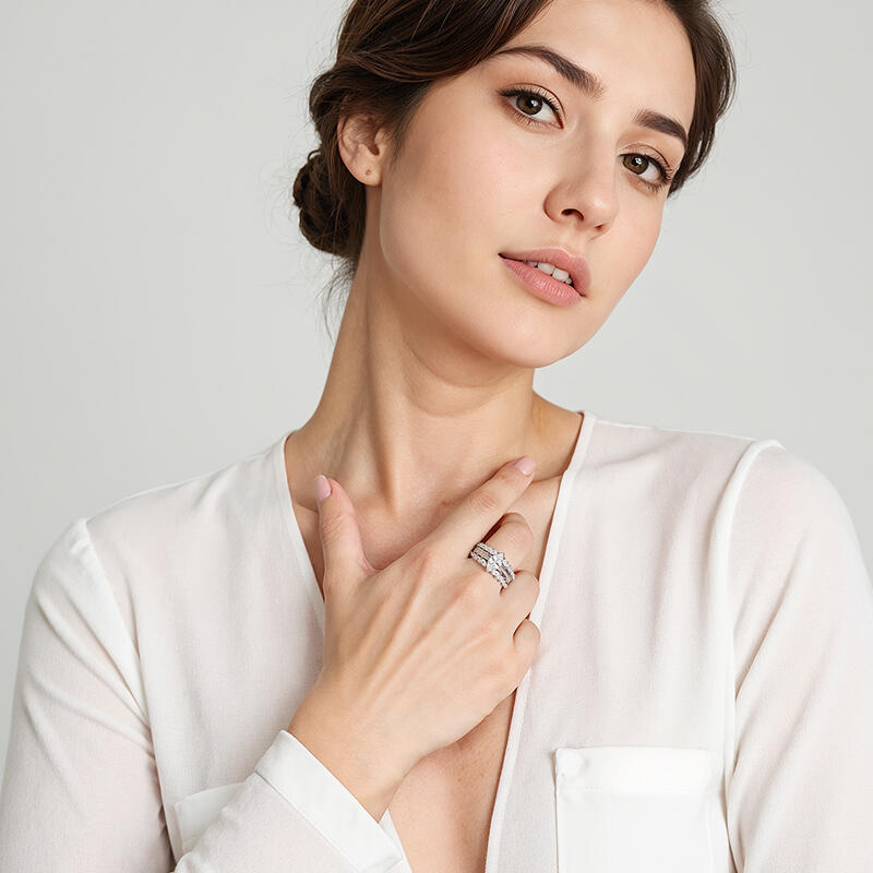 "Frozen Love" Marquise Cut Side Stone Engagement Ring