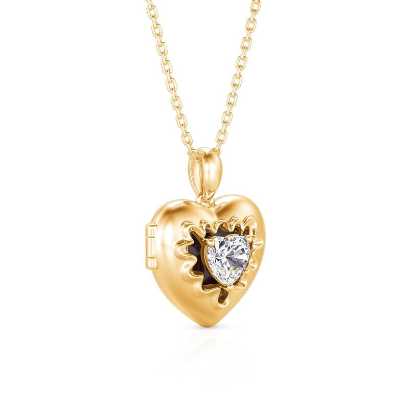Jeulia Personalized Heart Photo Locket Necklace with Birthstone