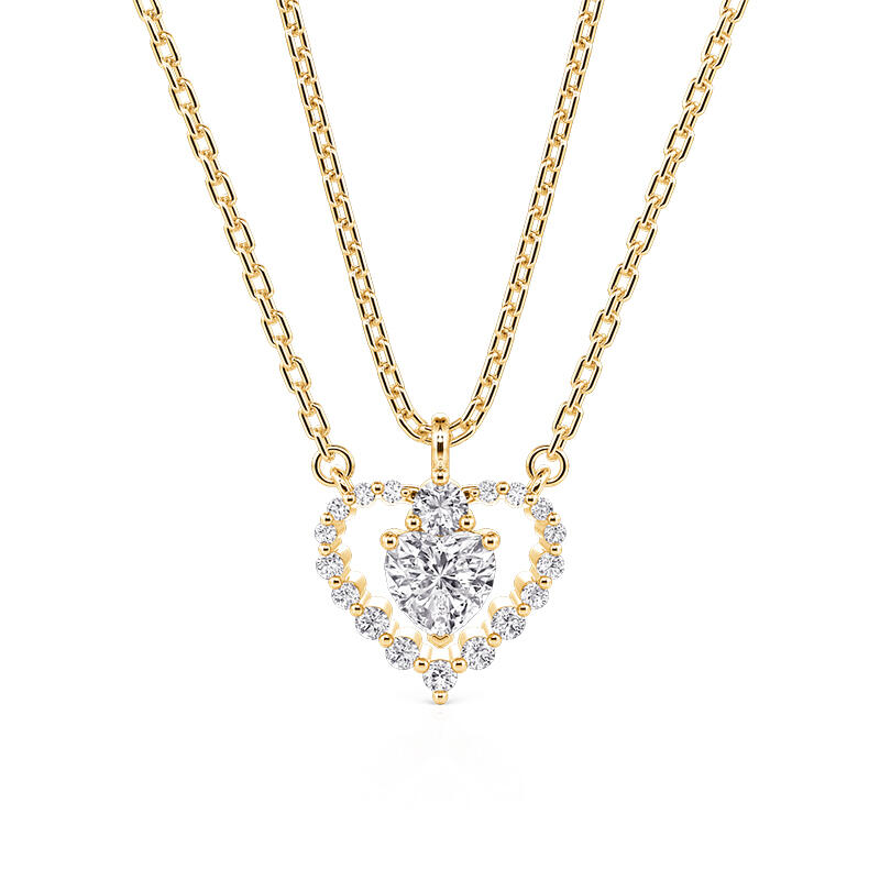 Jeulia Split Heart Friendship Necklace Set Sterling Silver