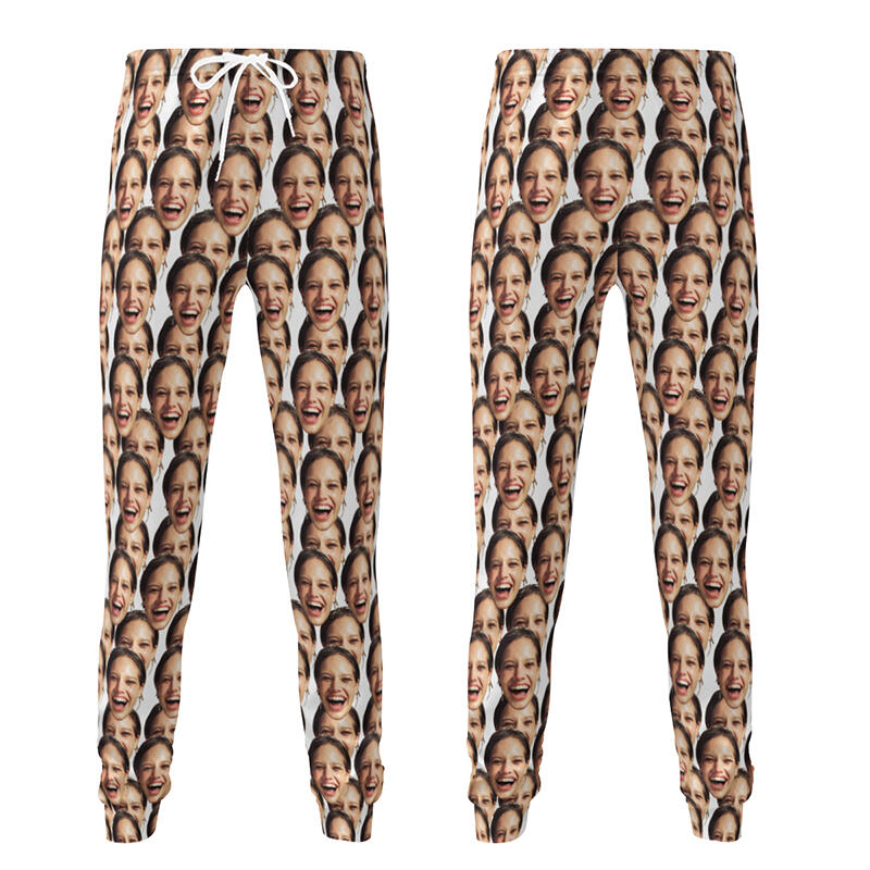 Pantalón deportivo unisex personalizado con foto de cara impresa a todo color. Regalo divertido para la familia.