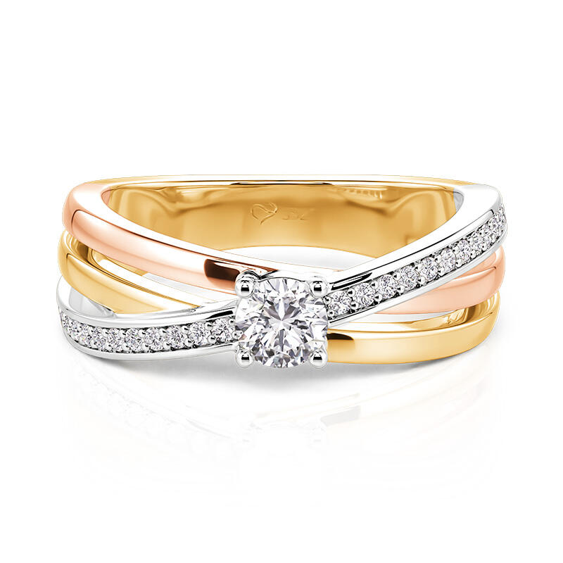 Jeulia Trinity Crossover Round Wedding Ring for Women
