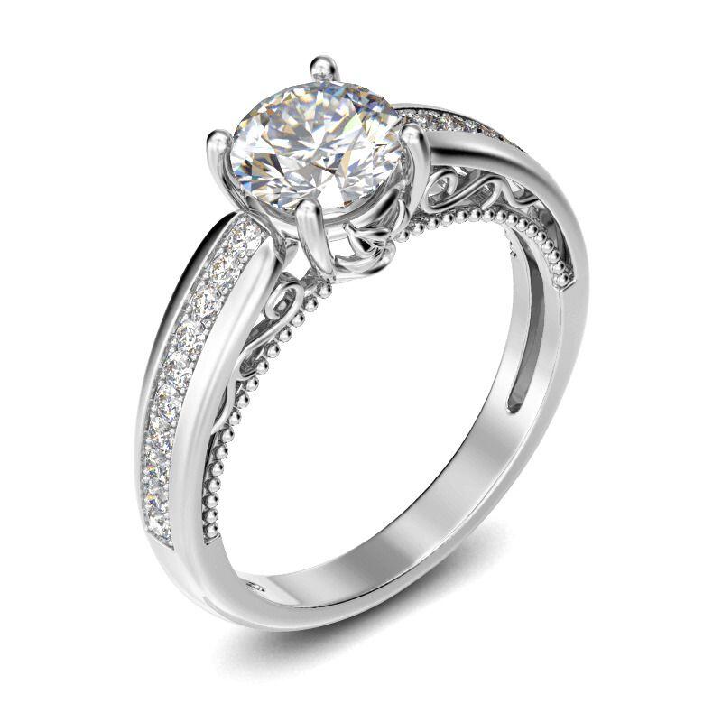 Jeulia Milgrain Rotondo Cut Anello In Argento Sterling