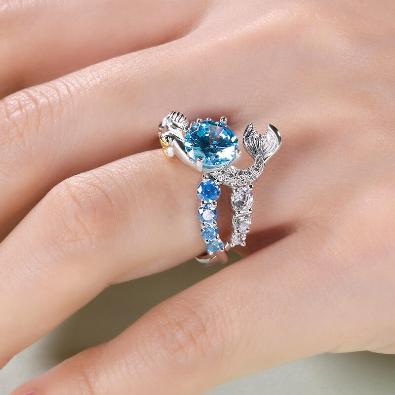 Jeulia "Goddess of the Sea" Sterling Silver Mermaid Ring