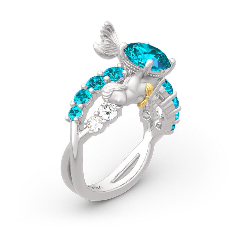 Jeulia "Goddess of the Sea" Sterling Silver Mermaid Ring