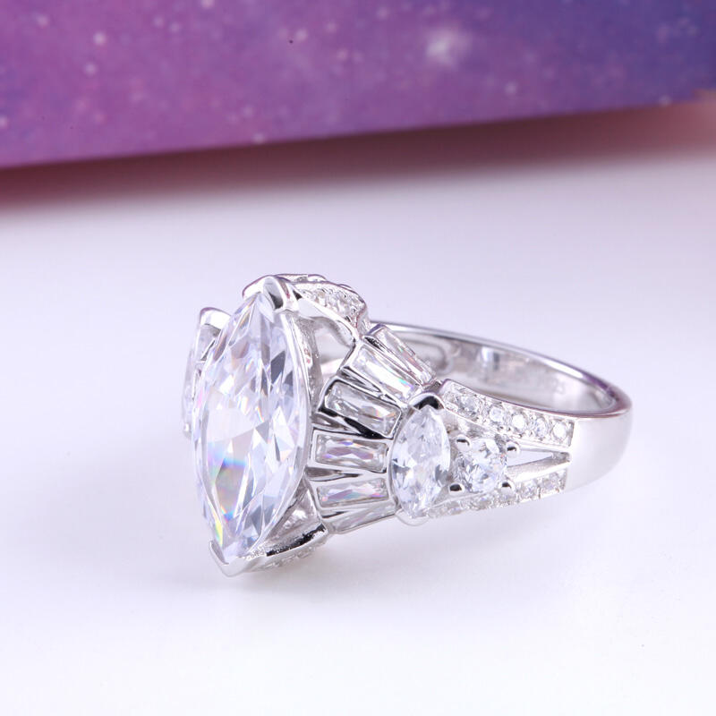 Jeulia Antique Marquise Cut Sterling Silver Ring