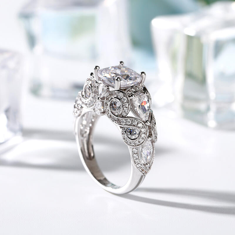 Jeulia Vintage ringdesign i kuddskär i sterlingsilver