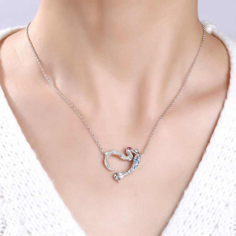 Jeulia "Ocean's Light" Sterling Silver Mermaid Gift Necklace for Valentine's Day